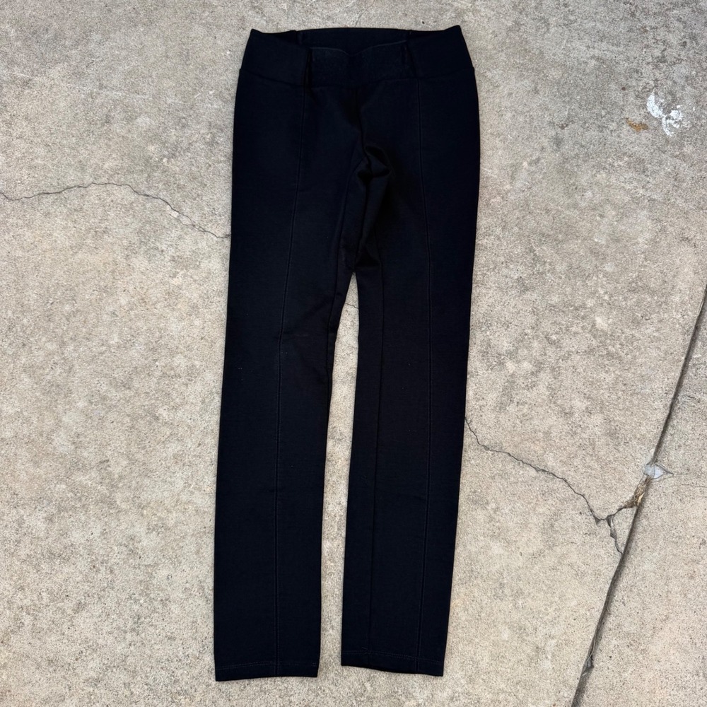 Eileen Fisher Leggings Womens PP Black Stretch Seam Slim Fit Minimalist Basic
